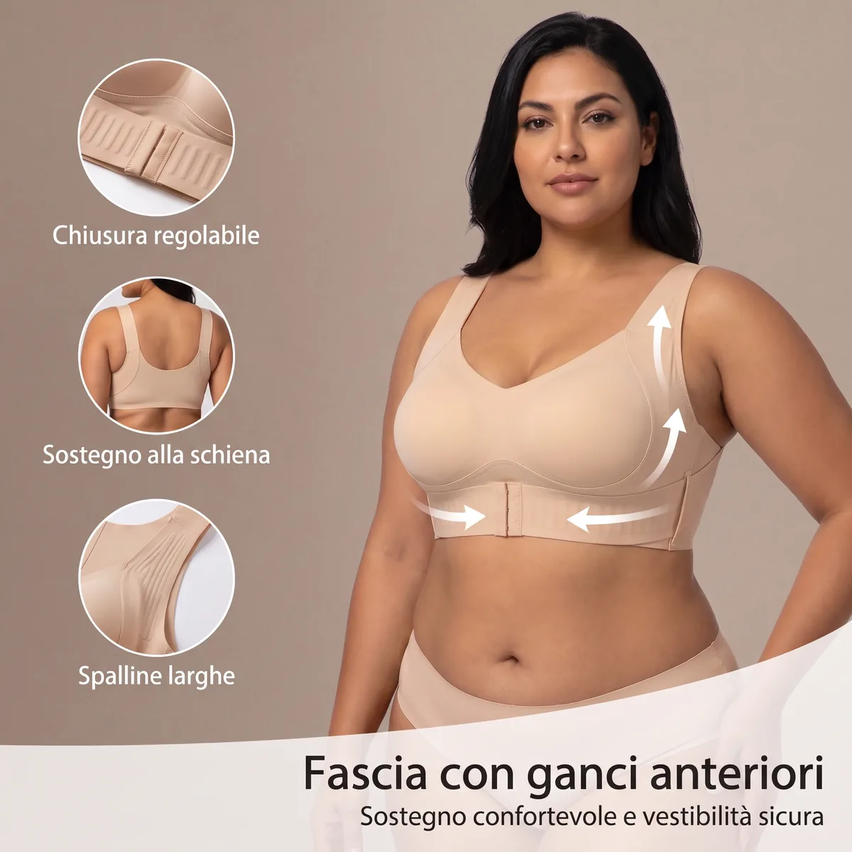 Jelly Soft Beige, fascia con ganci anteriori